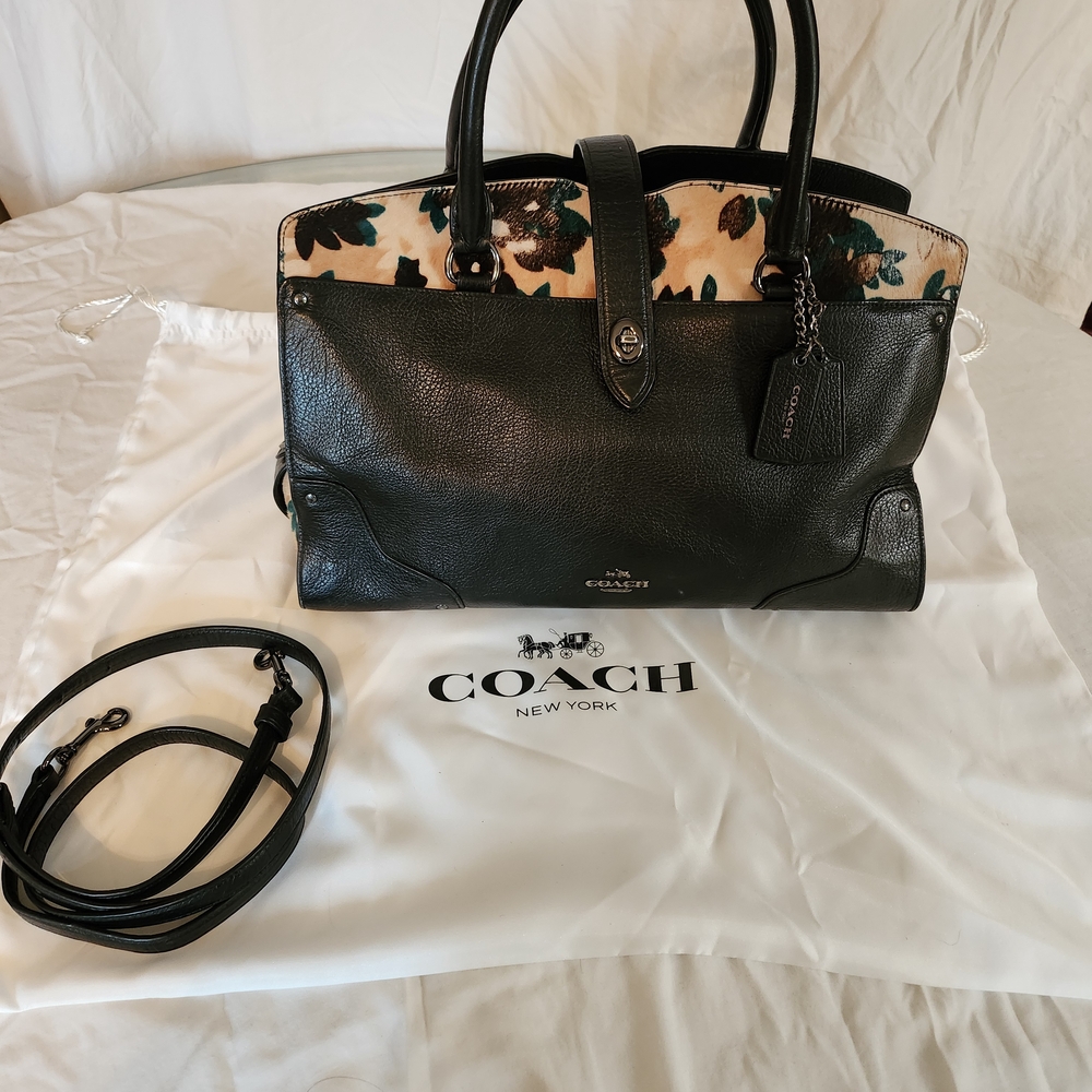 Vintage Coach Mercer Satchel 38357 Black and Cream